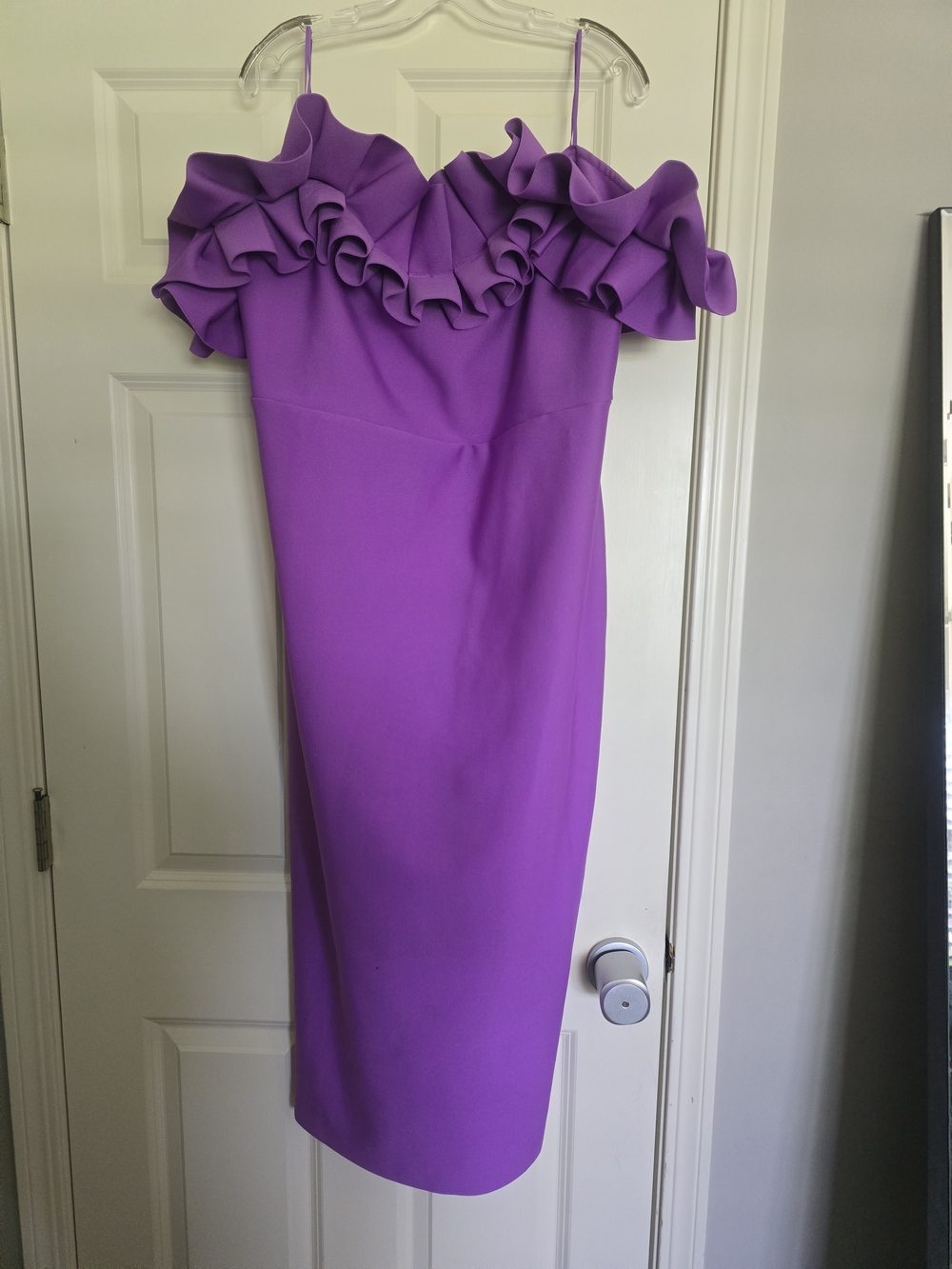 Purple One-Shoulder Ruffle Midi Dress - Picture 3 of 3